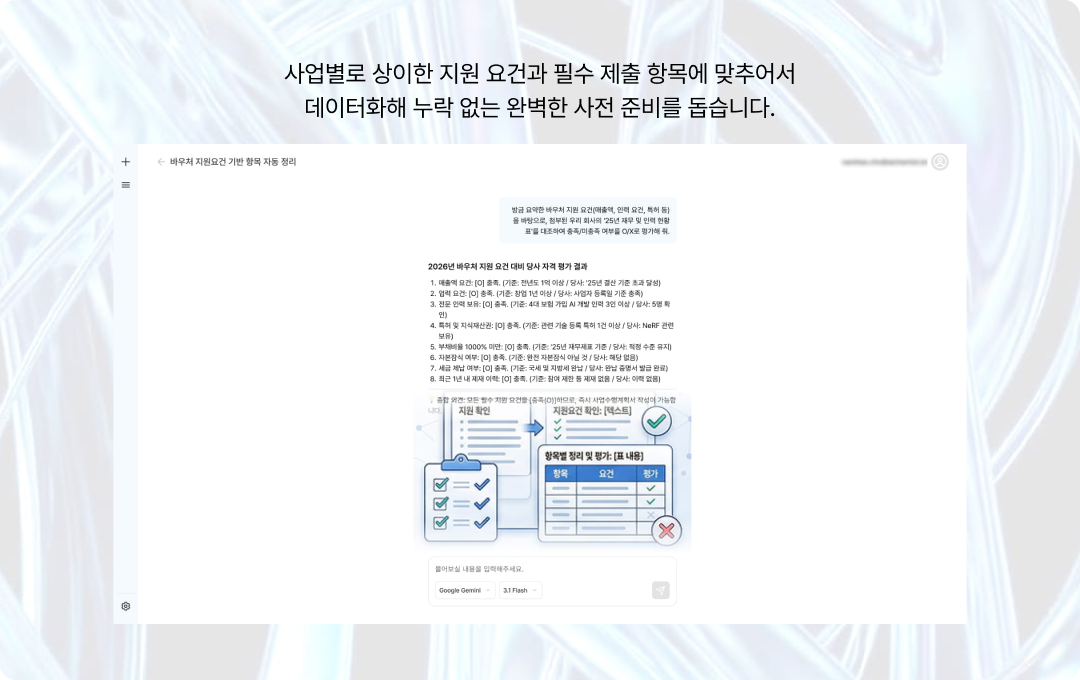 지원요건 기반 항목 자동 정리