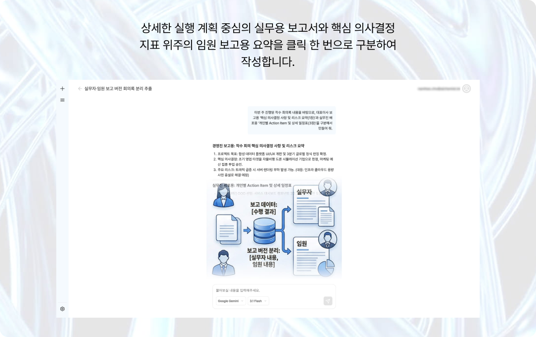 실무자·임원 보고 버전 분리